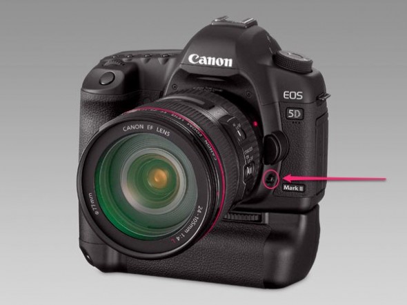 Schärfentiefenprüfungstaste an einer Canon EOS 5d MarkII